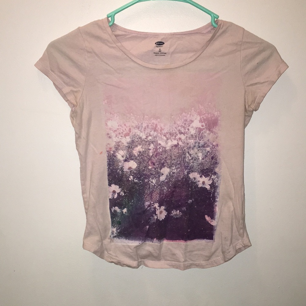 Pink floral landscape t shirt